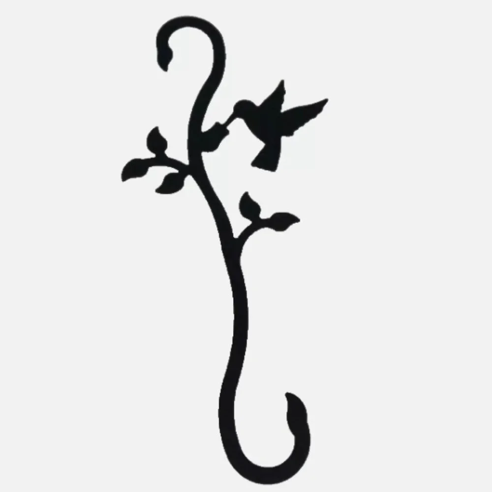 Hummingbird & Flower Metal S-Hook 12 inch Black NEW